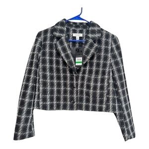 Nine West Black and White Plaid Blazer
